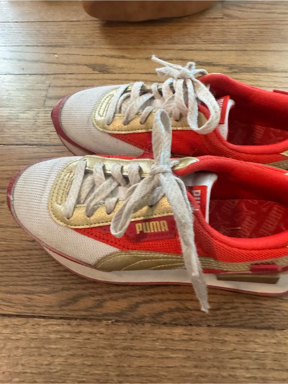 Puma Kids Red & Gold Low-Top Sneakers